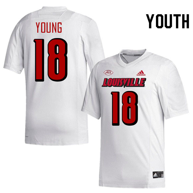 Youth #18 Sam Young Louisville Cardinals College Football Jerseys Stitched-White